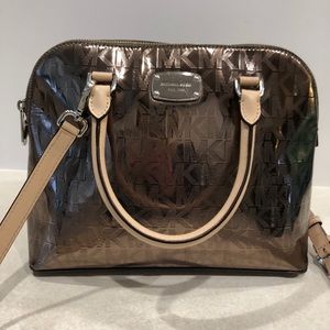 MK metallic  dome crossbody satchel